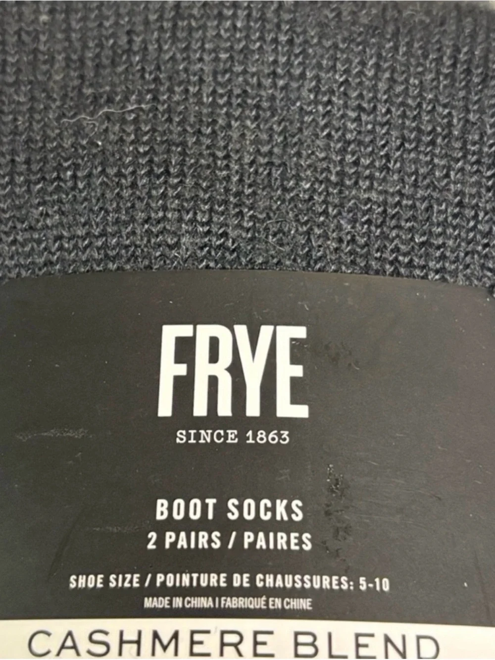 New Frye Socks Women’s 2 Pair Black Cashmere Blend Boot Socks Casual Activewear